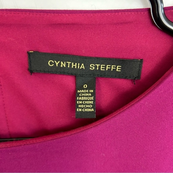 NWT Cynthia Steffe Raspberry 'Cora" Trumpet Sleeve Crepe Shift Mini Dress Sz 0 - Picture 9 of 11